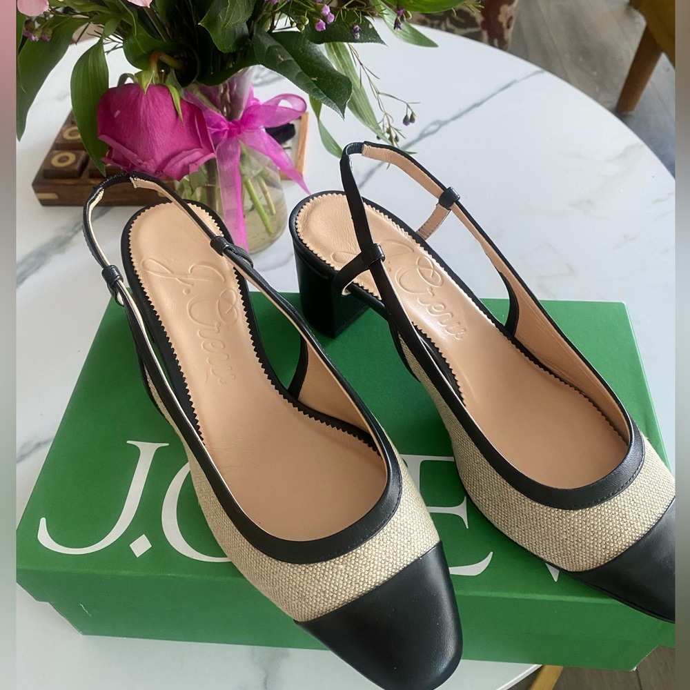 J.Crew Linen Slingback pumps
